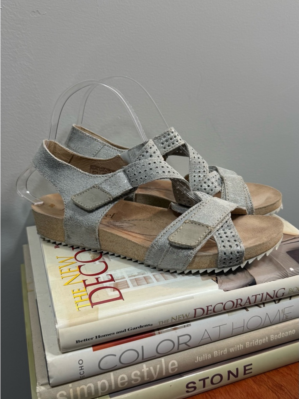Josef Seibel Light Gray Suede Slingback Sandals Size 38 - Picture 4 of 14